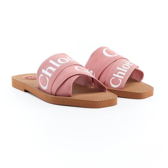 SOLD Chloe Woody Flat Logo Ribbon Slide Sandals - Picture 4 of 5